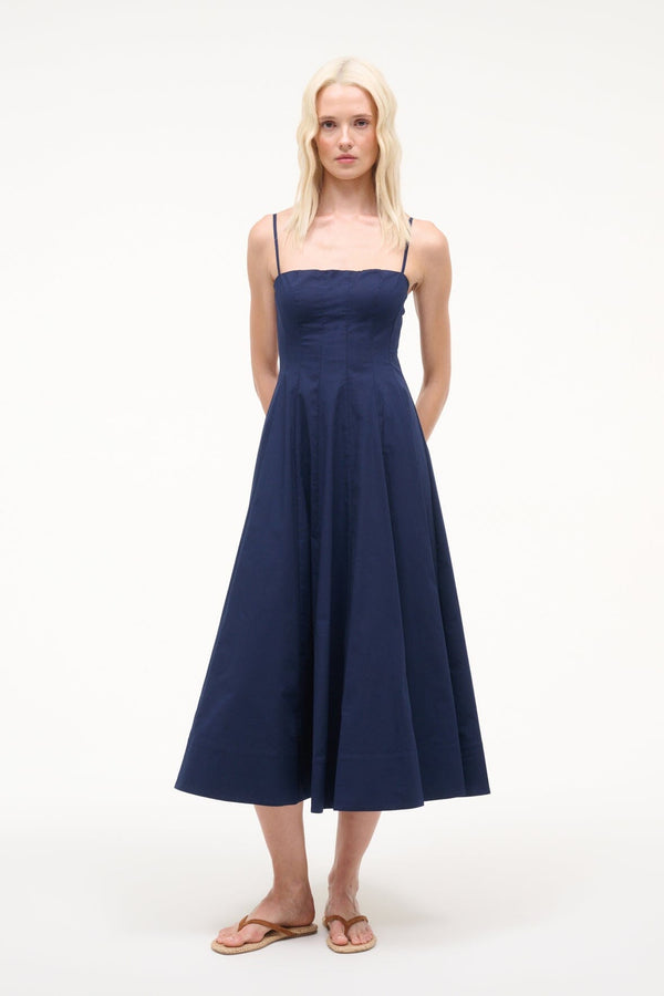 staud WYLIE DRESS NAVY