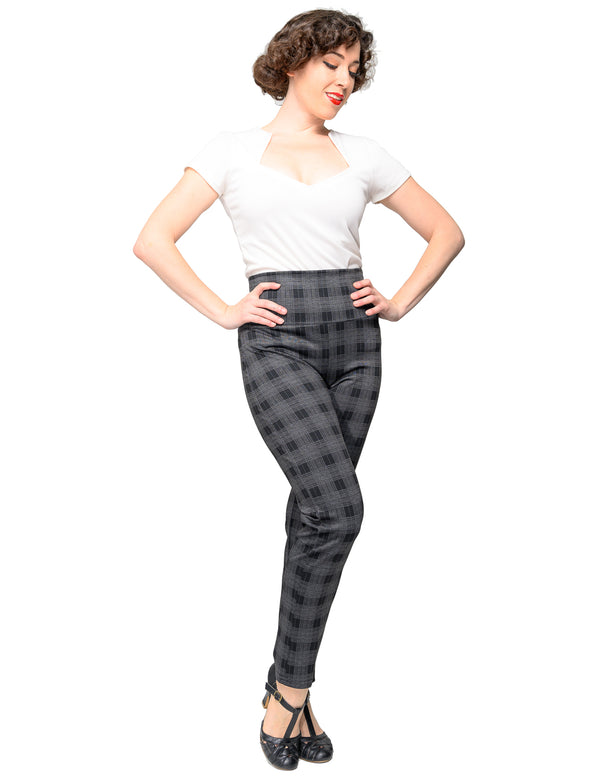 Steady Clothing Back In Plaid Audrey Leggings In Black