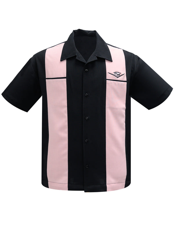 steady clothing Classic Cruising Bowling Shirt in Black/Pink
