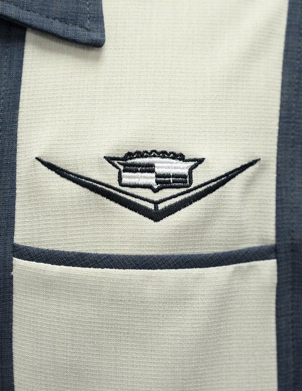 Steady Clothing Classic Cruising Bowling Shirt In Charcoal/Stone