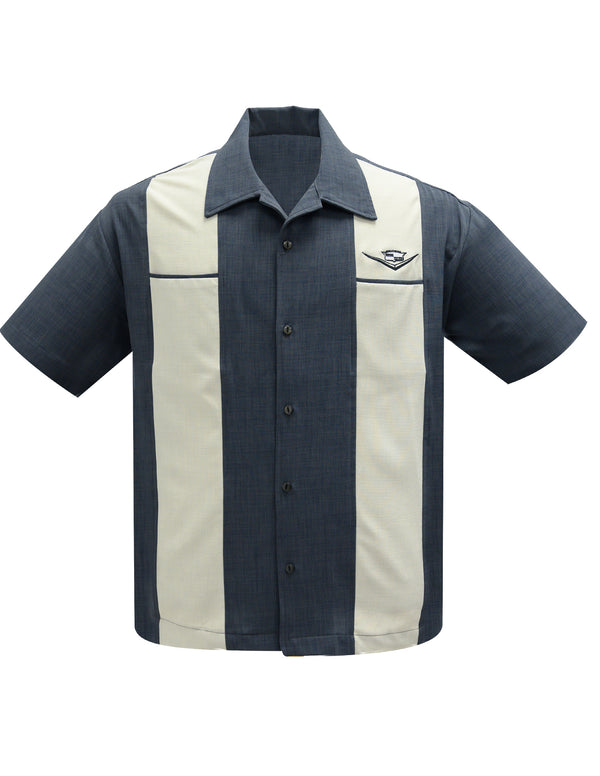 steady clothing Classic Cruising Bowling Shirt in Charcoal/Stone