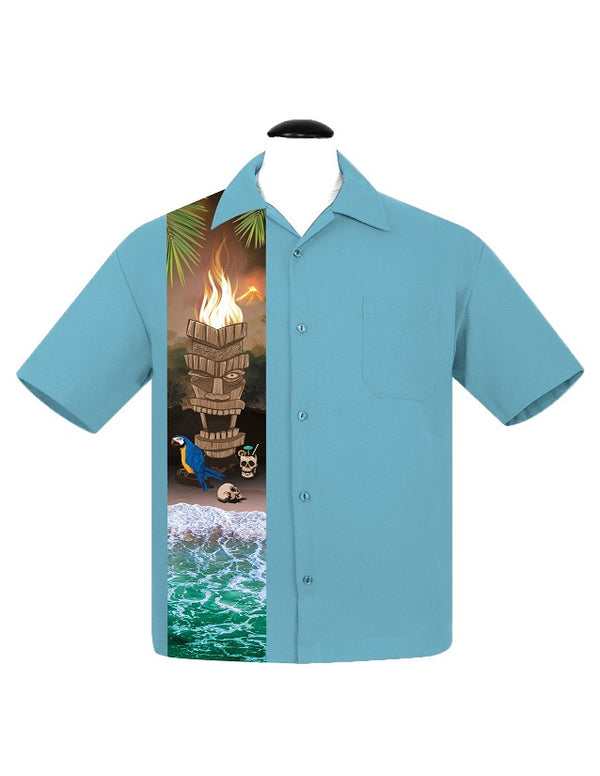 steady clothing Cursed Island Bowling Shirt in Aqua