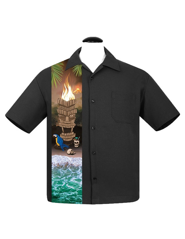 steady clothing Cursed Island Bowling Shirt in Black