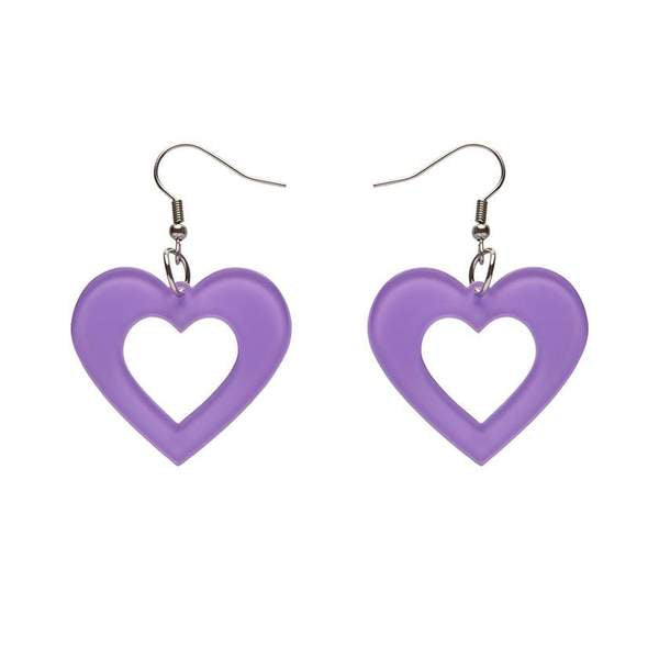 steady clothing Heart Bubble Resin Drop Earrings in Lavender