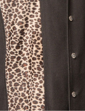Steady Clothing Leopard Panel Bowling Shirt In Black