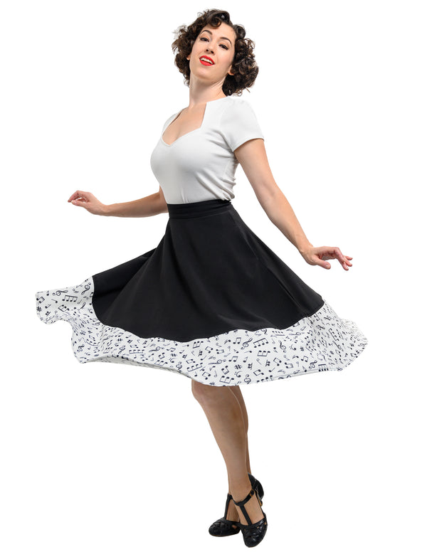 Steady Clothing Music Note Thrills Skirt With Pockets