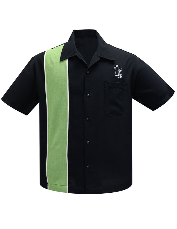 steady clothing Palm Springs Cocktail Bowling Shirt in Black/Apple/Stone
