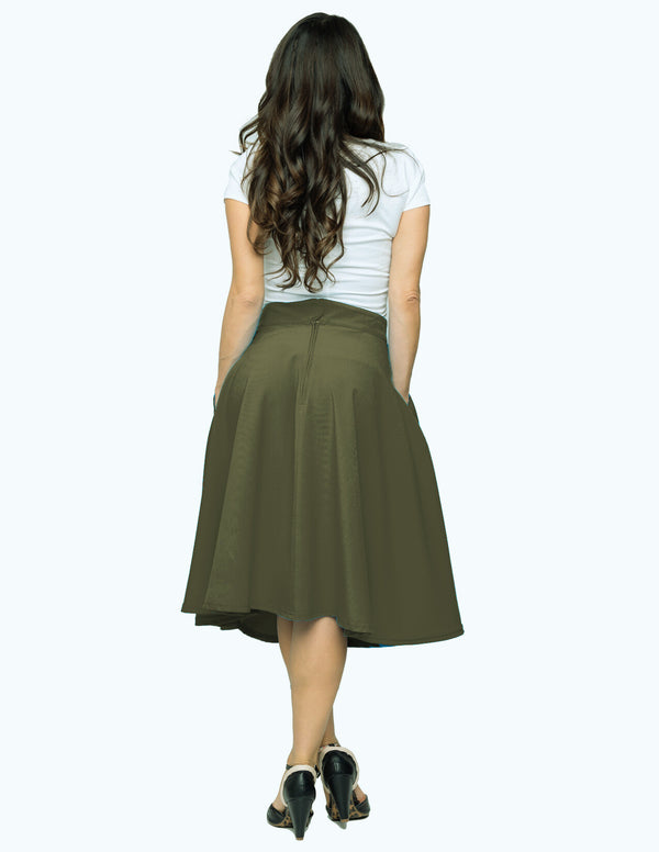 Steady Clothing Pocket High Waist Thrills Skirt In Olive