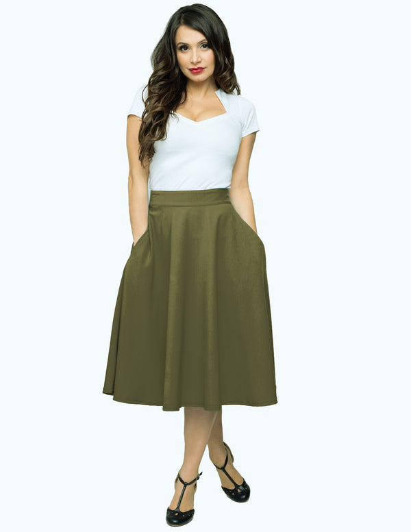 steady clothing Pocket High Waist Thrills Skirt in Olive