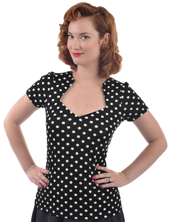 Steady Clothing Polka Dot Sophia Top In Black/White