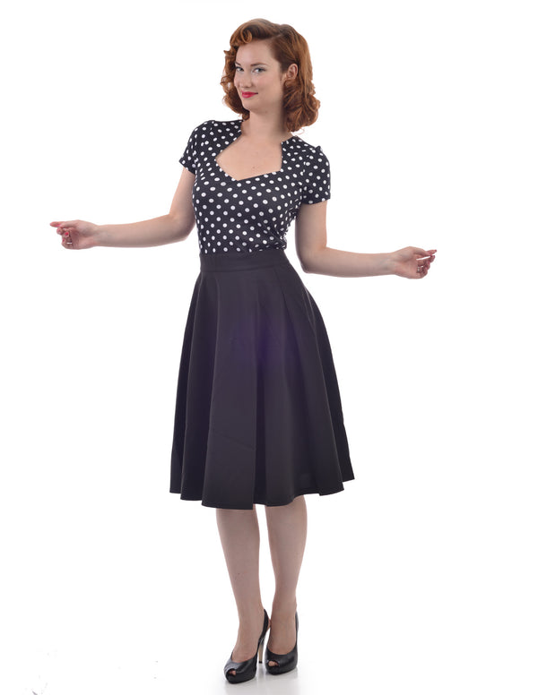 Steady Clothing Polka Dot Sophia Top In Black/White