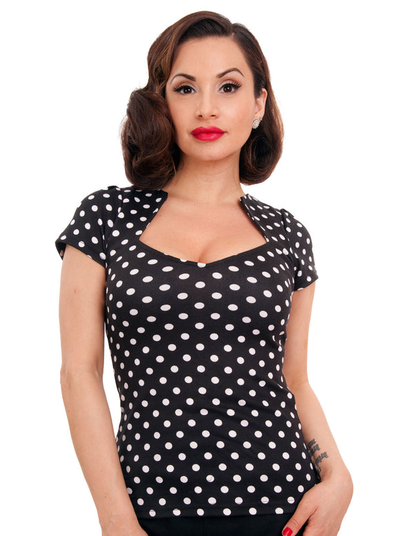 steady clothing Polka Dot Sophia Top in Black/White