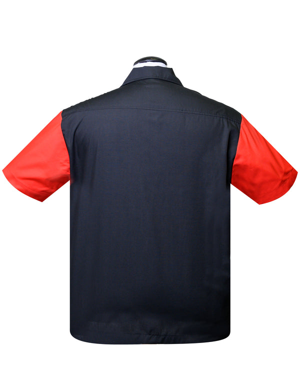 Steady Clothing Poly Cotton Garage Shirt In Black/Red
