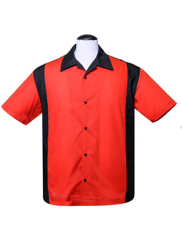 steady clothing Poly Cotton Garage Shirt in Black/Red