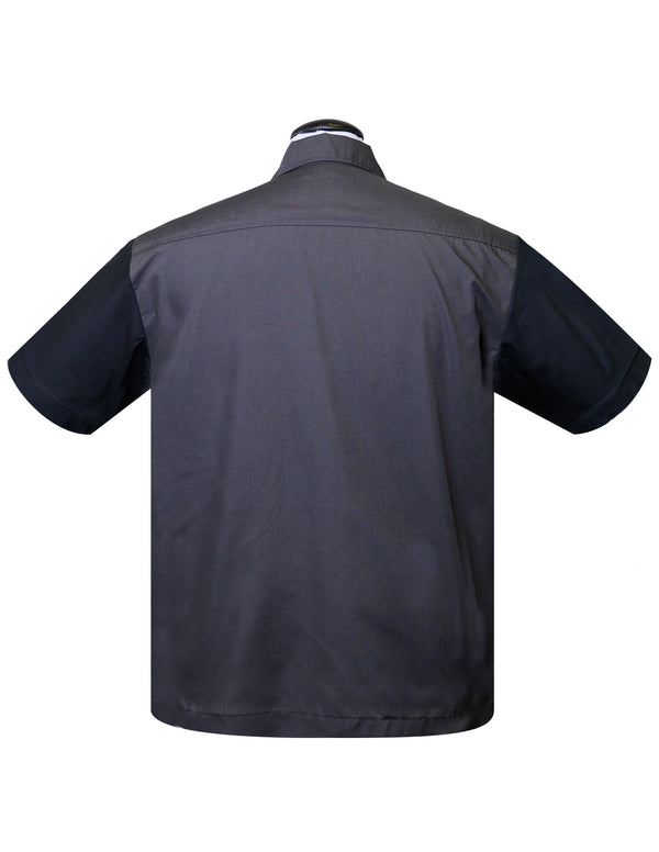 Steady Clothing Poly Cotton Garage Shirt In Charcoal/Black