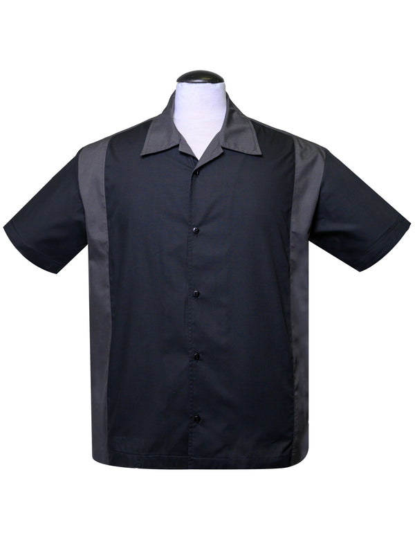 steady clothing Poly Cotton Garage Shirt in Charcoal/Black