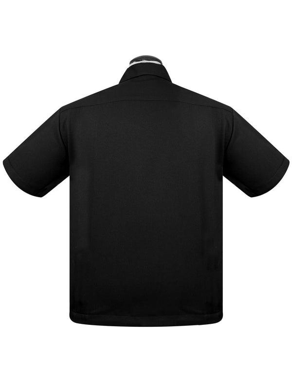 Steady Clothing PopCheck Blank Bowling Shirt In Black