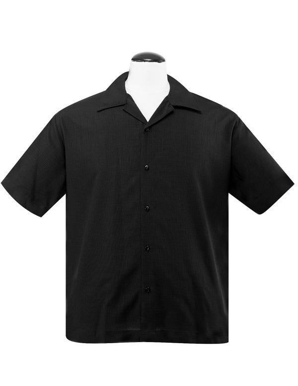 steady clothing PopCheck Blank Bowling Shirt in Black