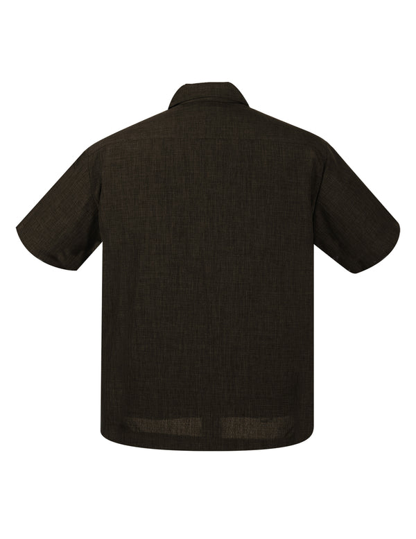 Steady Clothing PopCheck Double Panel Bowling Shirt In Coffee/Stone