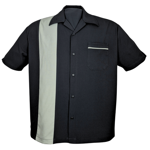 steady clothing PopCheck Single Panel Bowling Shirt in Black/Sage