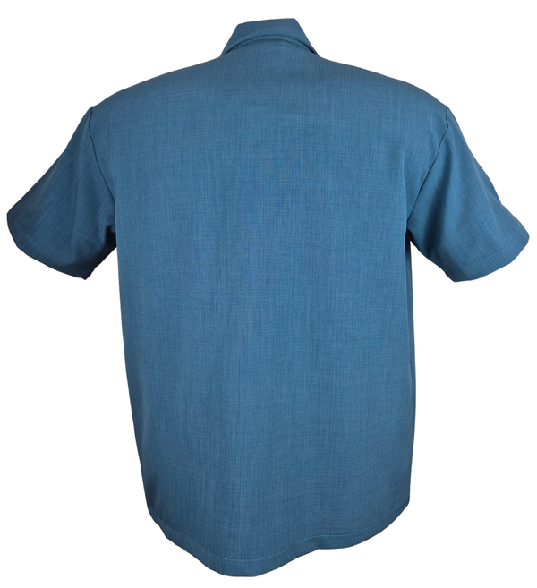 Steady Clothing PopCheck Single Panel Bowling Shirt In Pacific/Mustard