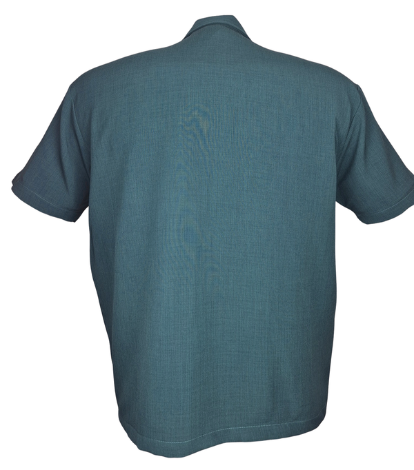 Steady Clothing PopCheck Single Panel Bowling Shirt In Teal/Stone