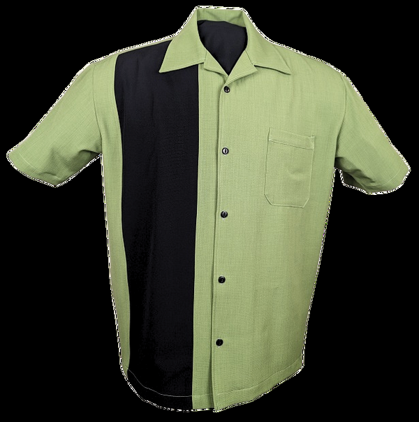 steady clothing PopCheck Single Wide Panel Bowling Shirt in Apple/Black