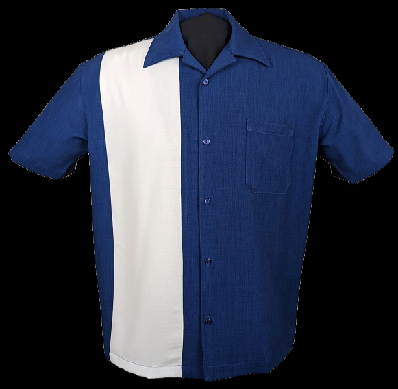 steady clothing PopCheck Single Wide Panel Bowling Shirt in Royal/White