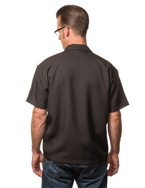 Steady Clothing Poplin Double Panel Bowling Shirt In Black/Red