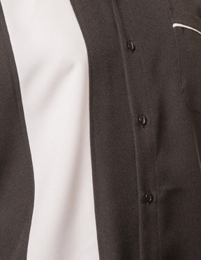 Steady Clothing Poplin Single Panel Bowling Shirt In Black/White