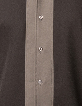 Steady Clothing Poplin Wide Panel Bowling Shirt In Charcoal/Black