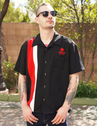 Steady Clothing Skull Piston Racer In Black/Red/White
