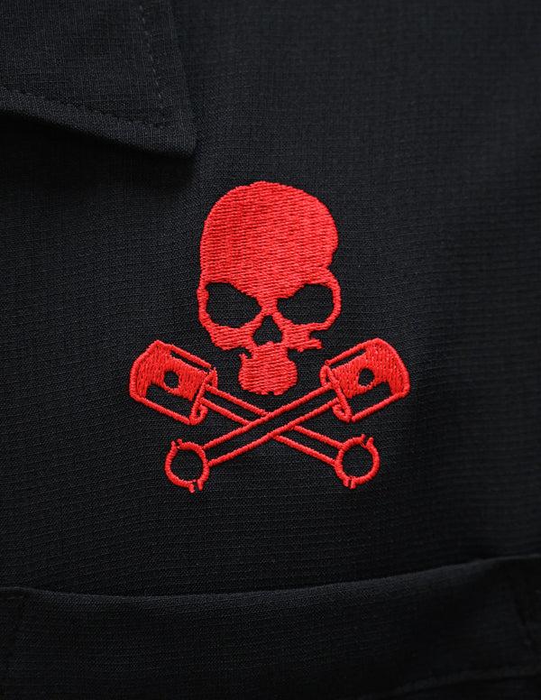 Steady Clothing Skull Piston Racer In Black/Red/White