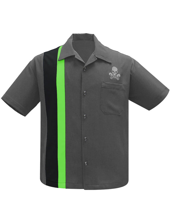 steady clothing Skull Piston Racer in Charcoal/Black/Green