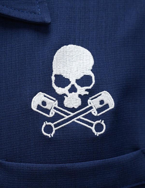 Steady Clothing Skull Piston Racer In Navy/Silver/White