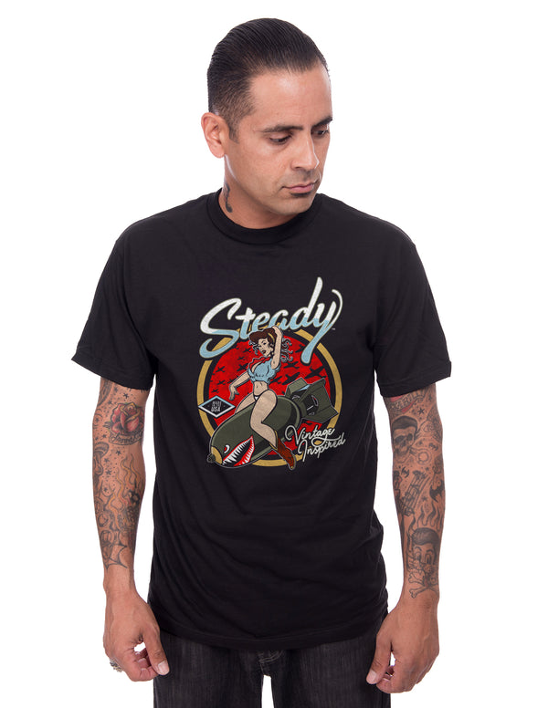steady clothing Steady Bomber Girl Men's Tee in Black