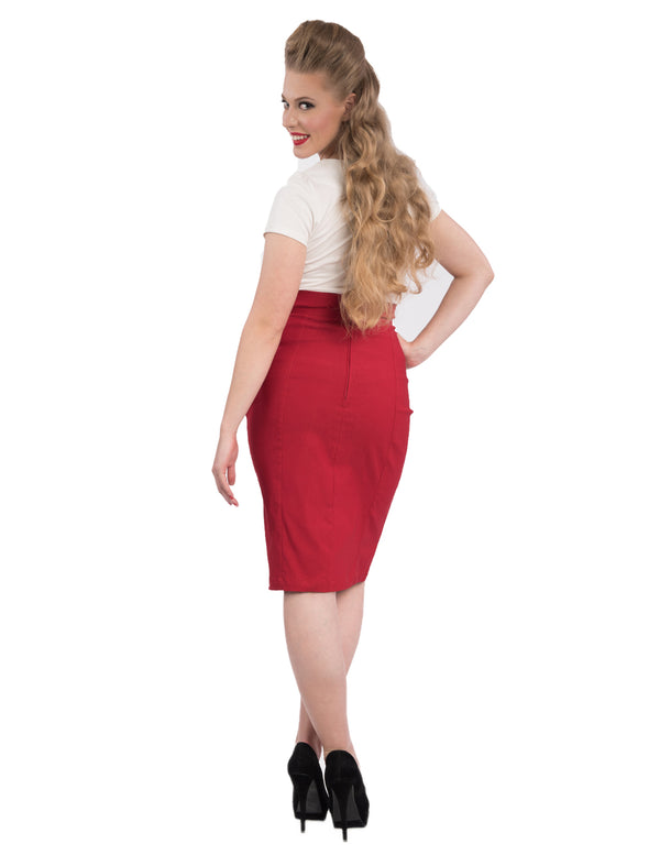 Steady Clothing Cora Pencil Skirt In Red
