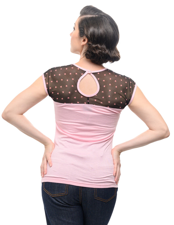 Steady Clothing Fancy Hearts Top In Pink