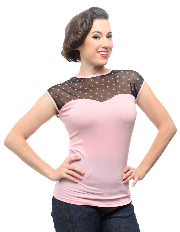 steady clothing Fancy Hearts Top in Pink