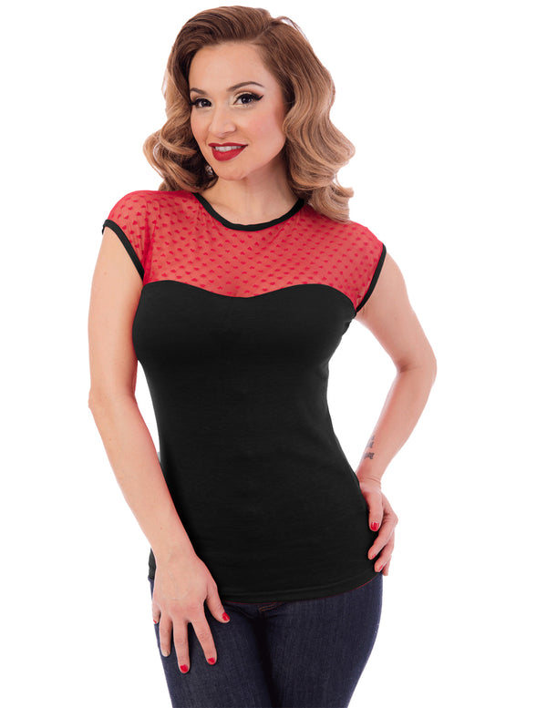 steady clothing Hearts Only Top in Black/Red