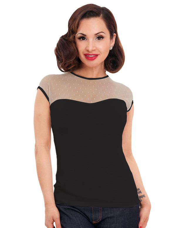 steady clothing Miss Fancy Top in Black/Taupe