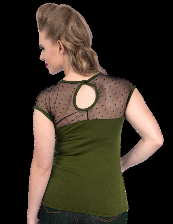 Steady Clothing Miss Fancy Top In Olive/Black