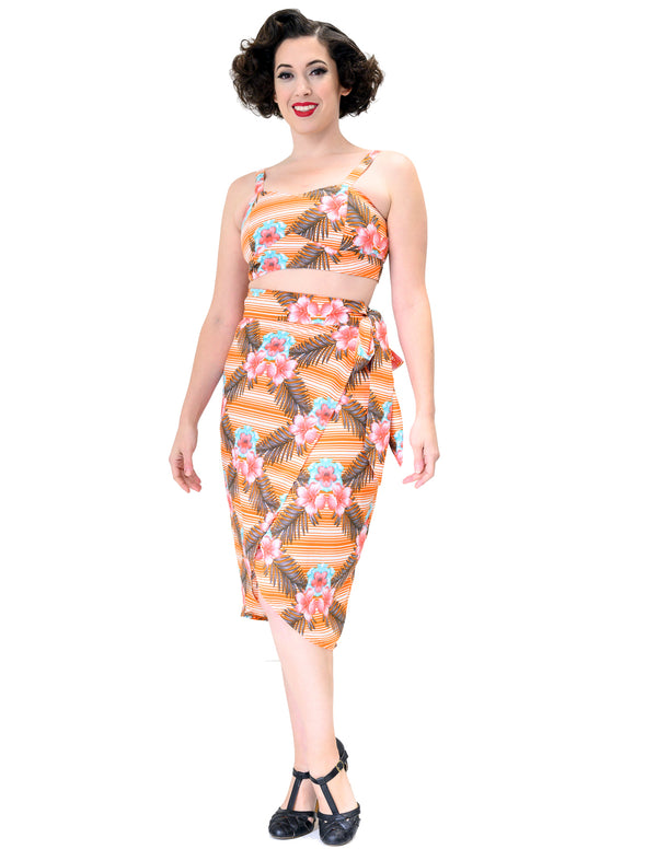 Steady Clothing Orange Tropical Wrap Skirt