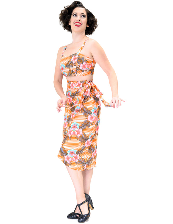 Steady Clothing Orange Tropical Wrap Skirt