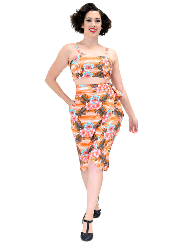 steady clothing Orange Tropical Wrap Skirt