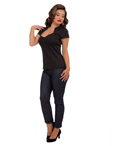 Steady Clothing Piped Sophia Top In Black