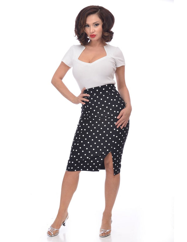 steady clothing Polka Dot Pencil Skirt in Black