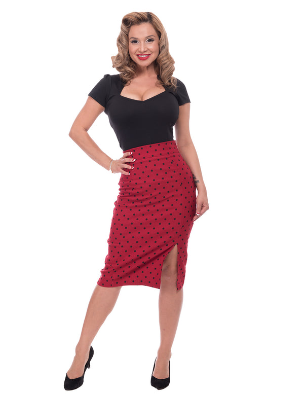 steady clothing Polka Dot Pencil Skirt in Red