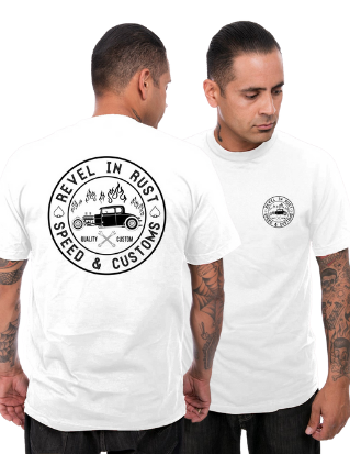 steady clothing Revel in Rust Men's Tee in White