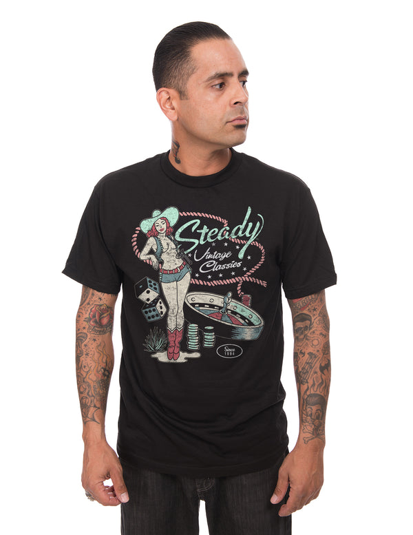 steady clothing Steady Cowgirl Men's Tee in Black